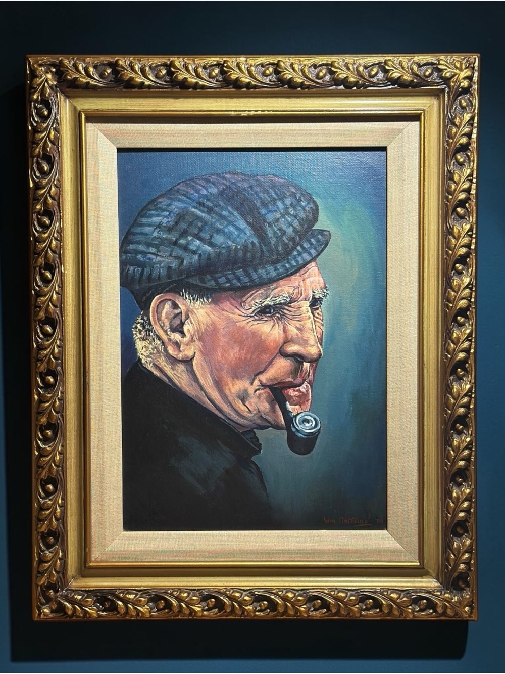 Vintage Original Oil Painting 15x19 Signed WM Oeffling 1970 Ornate Carved Frame
